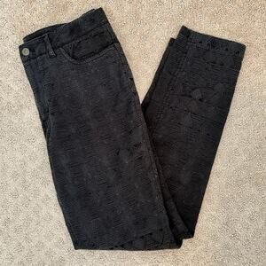 Reiss Womens Lace Overlay Skinny Leg Pants Size 6 Black Stretch Whimsigoth Dark
